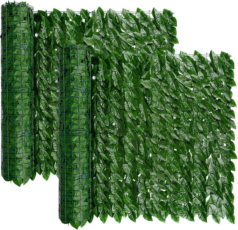 iCover 2PK 39 * 118in Artificial Ivy Privacy Fence Screen Cover, Highly Dense Leaves Wtih Strengthened Joint Prevent Leave Falling Off, Faux Hedge Panels Greenery Vines, Decorative Fences - Image 1